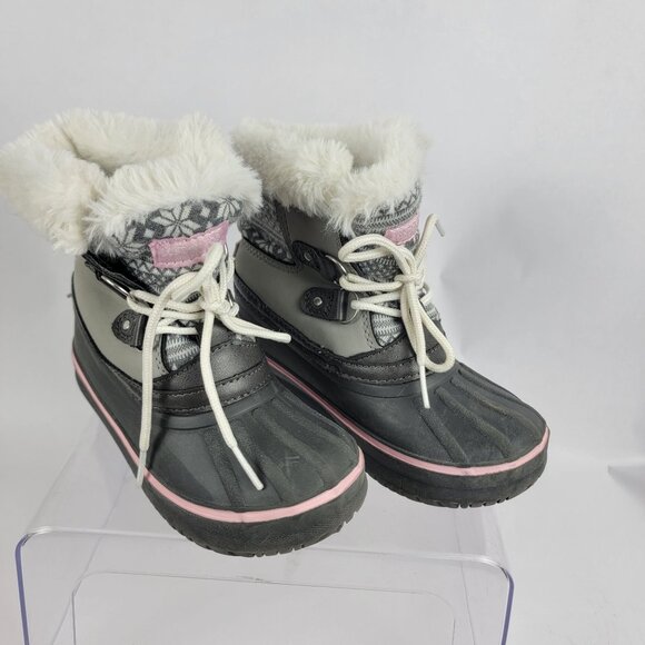 London Fog Collection Grey and Pink Toddler Girls Winter Snow Boots Sz 11 - Picture 3 of 9